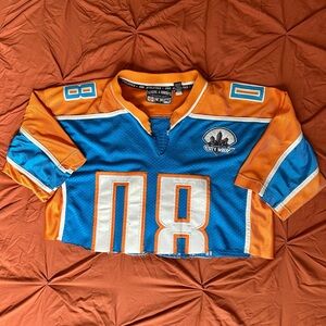 Blue and Orange cropped football jersey